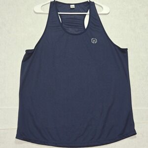 NELEUS Mens Navy Blue Athletic Tank Top Racerback Gym Workout XL 23" ptp